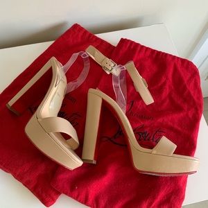 Christian Louboutin Nude Platform PVC Strap Heels Size 40